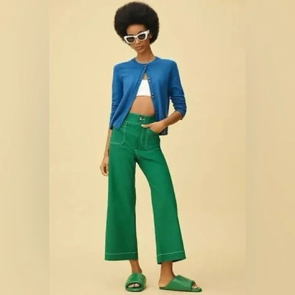 The Colette Crop Wide-Leg Pants by Maeve: Contrast-Stitch Edition - Picture 1 of 6